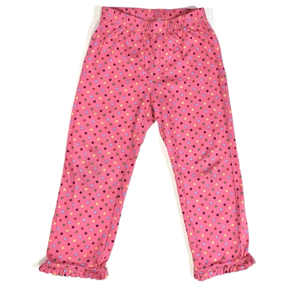 Hanna Andersson size 100 (4) Girls Pink Multicolor Polka Dot Pants Ruffle Hem